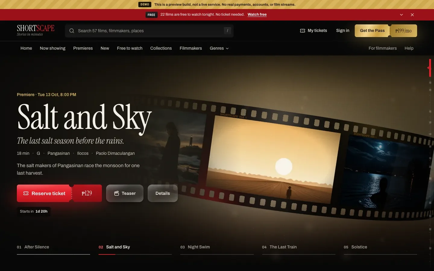 Shortscape on a desktop browser