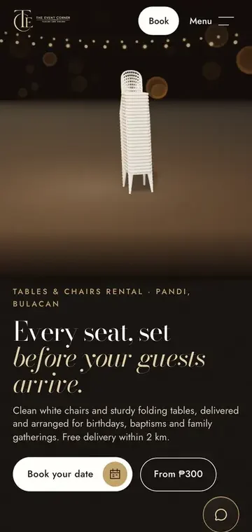 The Event Corner on a phone